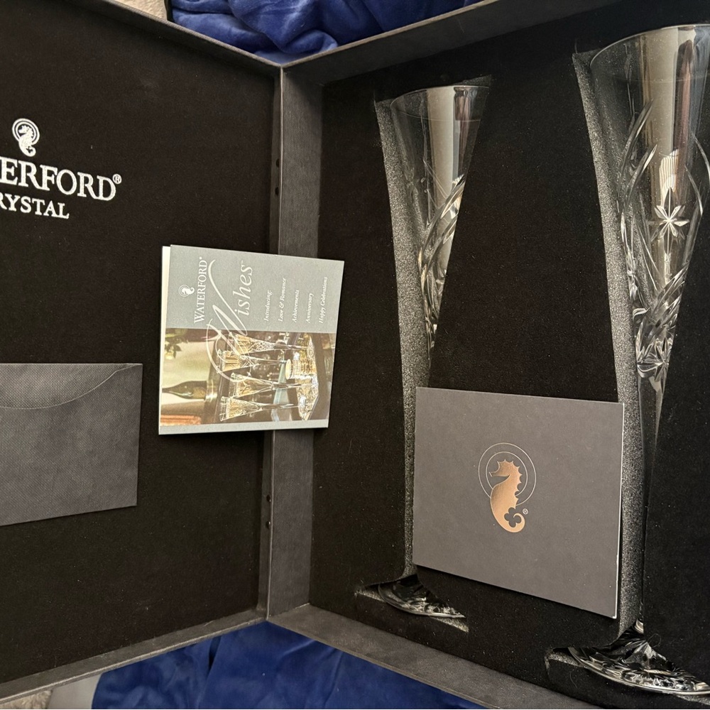 Waterford Crystal Flutes in Elegant Black Box